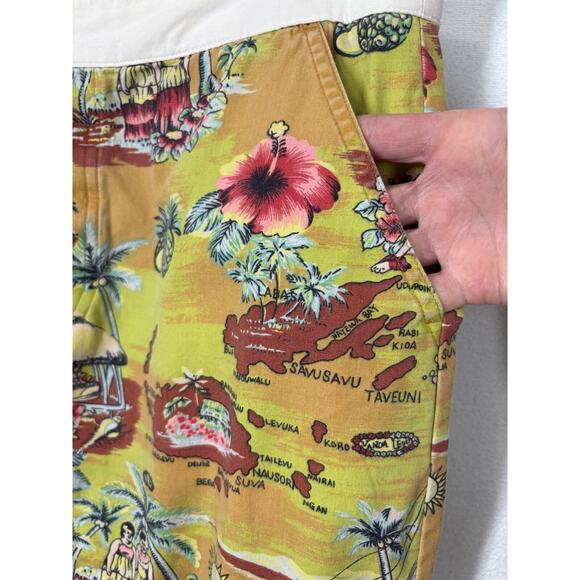 VTG Old Navy Mini Skirt Multicolor Tropical Print 100% Cotton Pockets Beach Boho - Picture 3 of 14